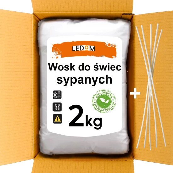 Wosk do świec sypanych | wosk perłowy do świec 2 kg + Knoty GRATIS